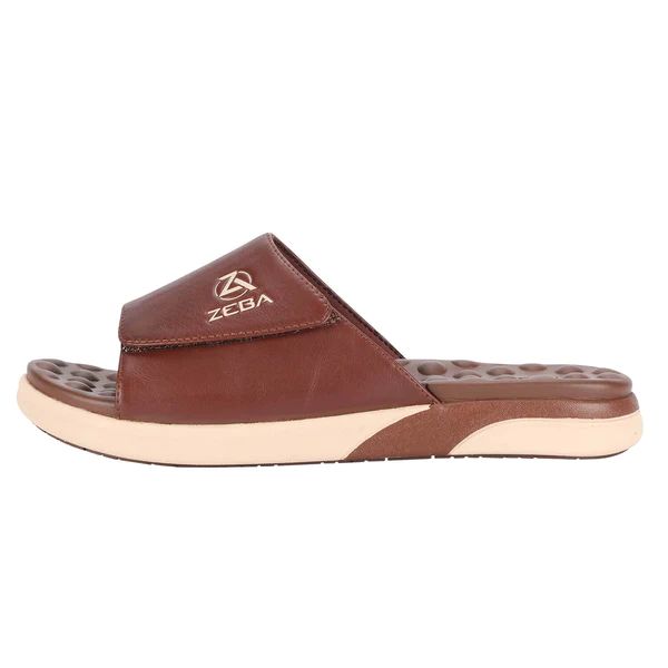 Zeba Shoes | Men's Brown Massaging Leather Sandals With Strap (Sizes 7-16 Available)