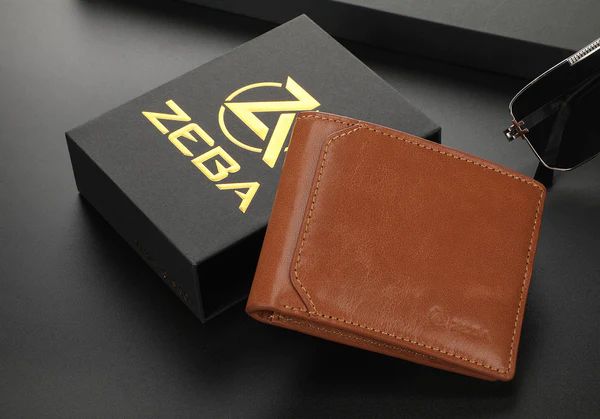 New Arrivals | Zeba Premium Leather Trifold Wallet With Removable ID-Cognac Brown